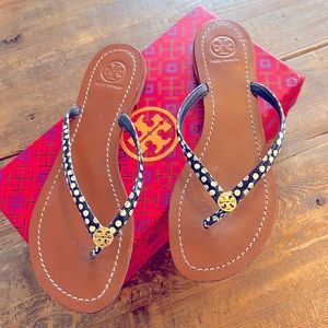 Tory Burch Terra Thong Nautical Dots size 9